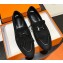 Hermes Royal loafer in suede goatskin Black with fringe and tone-on-tone lacquered palladium-plated signature "H" detail