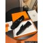 Hermes Royal loafer in suede goatskin Black with fringe and tone-on-tone lacquered palladium-plated signature "H" detail