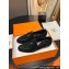 Hermes Paris loafer in suede goatskin Black with tone-on-tone signature "H" detail