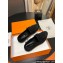 Hermes Paris loafer in suede goatskin Black with tone-on-tone signature "H" detail