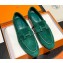 Hermes Paris loafer in suede goatskin Green with tone-on-tone signature "H" detail