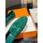 Hermes Paris loafer in suede goatskin Green with tone-on-tone signature "H" detail