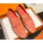 Hermes Paris loafer in suede goatskin Lobster Pink with tone-on-tone signature "H" detail