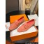 Hermes Paris loafer in suede goatskin Lobster Pink with tone-on-tone signature "H" detail