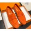 Hermes Paris loafer in suede goatskin Orange with tone-on-tone signature "H" detail