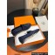 Hermes Paris loafer in suede goatskin Navy Blue with palladium-plated signature "H" detail