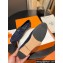 Hermes Paris loafer in suede goatskin Navy Blue with palladium-plated signature "H" detail
