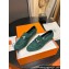 Hermes Paris loafer in suede goatskin Green with palladium-plated signature "H" detail