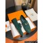 Hermes Paris loafer in suede goatskin Green with palladium-plated signature "H" detail