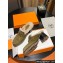 Hermes Heel 7.5cm Flore mule in suede goatskin Green with shearling lining 2024