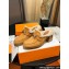 Hermes Heel 7.5cm Flore mule in suede goatskin Khaki with shearling lining 2024