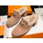 Hermes Heel 7.5cm Flore mule in suede goatskin Nude with shearling lining 2024