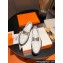 Hermes Hot loafer in calfskin White with palladium-plated oversized Kelly buckle 2024
