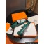 Hermes Destin loafer in calfskin Green and fringed H canvas with Kelly buckle