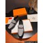 Hermes Destin loafer in calfskin Black and fringed H canvas with Kelly buckle