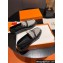 Hermes Destin loafer in calfskin Black and fringed H canvas with Kelly buckle