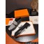Hermes Destin loafer in calfskin Black and fringed H canvas with Kelly buckle