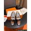 Hermes Oz mule in calfskin Brown/Black and fringed H canvas with Kelly buckle