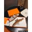Hermes Oz mule in calfskin Brown and fringed H canvas with Kelly buckle