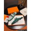 Hermes Oz mule in calfskin Green and fringed H canvas with Kelly buckle