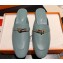 Hermes Oz mule in calfskin Blue with iconic Kelly buckle
