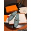 Hermes Oz mule in calfskin Blue with iconic Kelly buckle