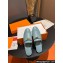 Hermes Oz mule in calfskin Blue with iconic Kelly buckle