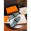 Hermes Oz mule in calfskin Blue with iconic Kelly buckle
