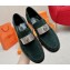 Hermes Hot loafer in suede goatskin vert foncé with palladium-plated oversized Kelly buckle 2024