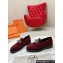 Hermes Hot loafer in suede goatskin marron mahogany with palladium-plated oversized Kelly buckle 2024