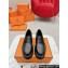 Hermes Gentle loafer in glazed calfskin Black with signature "H Cadenas" detail 2024