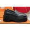 Hermes Gentle loafer in glazed calfskin Black with signature "H Cadenas" detail 2024