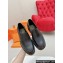 Hermes Gentle loafer in glazed calfskin Black with signature "H Cadenas" detail 2024
