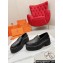 Hermes Gentle loafer in glazed calfskin Black with signature "H Cadenas" detail 2024