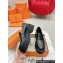 Hermes Gentle loafer in glazed calfskin Black with signature "H Cadenas" detail 2024