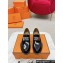 Hermes Hot loafer in glazed calfskin Black with palladium-plated oversized Kelly buckle 2024