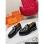 Hermes Hot loafer in glazed calfskin Black with palladium-plated oversized Kelly buckle 2024