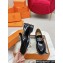 Hermes Hot loafer in glazed calfskin Black with palladium-plated oversized Kelly buckle 2024