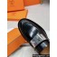 Hermes Hot loafer in glazed calfskin Black with palladium-plated oversized Kelly buckle 2024