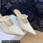 Dior Heel 7cm D-Fame Heeled Mules in Calfskin White 2024