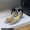 Dior Heel 3.5cm Sunset Heeled Sandals in Lambskin Silver/Black and Silver-Tone Strass 2024