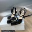 Dior Heel 8cm Rose Platform Pumps in Black Patent Calfskin and White Resin Pearls 2024
