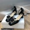 Dior Heel 3.5cm Rose Mary Jane Pumps in Black Patent Calfskin and White Resin Pearls 2024