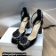 Dior Heel 8.5cm Rose Mary Jane Pumps in Black Patent Calfskin and White Resin Pearls 2024