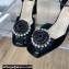 Dior Heel 8.5cm Rose Mary Jane Pumps in Black Patent Calfskin and White Resin Pearls 2024