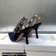 Dior Heel 9.5cm J'Adior Slingback Pumps in Dark Blue Embroidered Satin and Cotton 2024