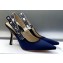 Dior Heel 9.5cm J'Adior Slingback Pumps in Dark Blue Embroidered Satin and Cotton 2024