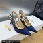 Dior Heel 6.5cm J'Adior Slingback Pumps in Dark Blue Embroidered Satin and Cotton 2024
