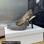 Dior Heel 9.5cm J'Adior Slingback Pumps in Black and White Micro-Houndstooth Embroidered Cotton 2024