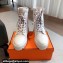 Hermes Fresh Water-repellent Women/Men ankle boots in quilted parachute fabric and calfskin White